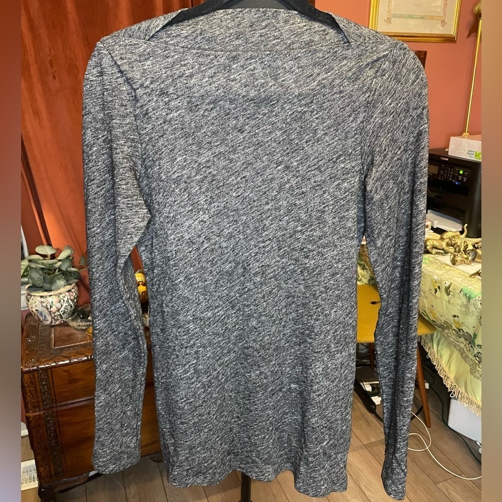 Eileen Fisher Extra long bateau neck Top Marbled grey  Size XS Retail $158